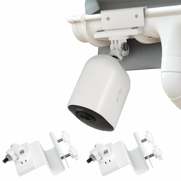 Wasserstein Camera Gutter Mount, Weatherproof, for Arlo Pro/Pro2/Pro3/Pro4/HD/Ultra/Ultra 2, White, 2PK GutterArloWht2pUS